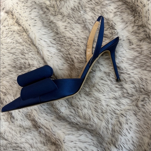 MACH & MACH Navy Bow Embellished 2 inch Heels - Picture 3 of 6